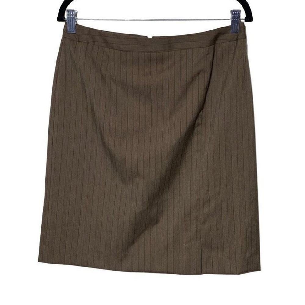 Evan Picone Women's Brown & Red Black Striped Stretch Pencil Skirt Size 6